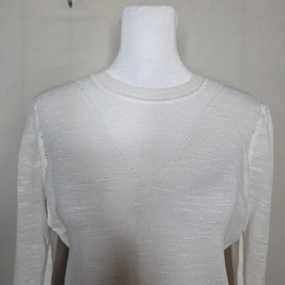 Lucky Brand Semi Sheer Long Sleeve Lightweight Sweater Ivory Size Large - Picture 3 of 7